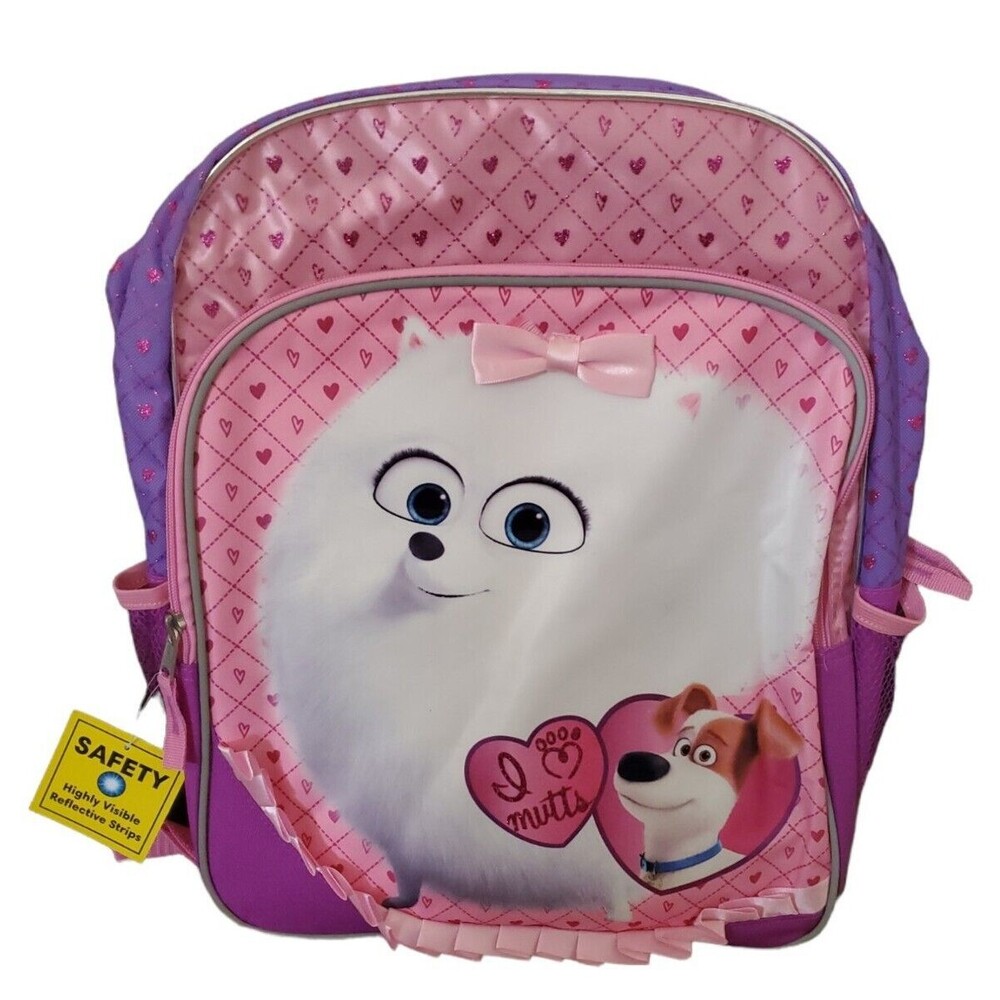 The Secret Life of Pets I Love Mutts Backpack Mesh Side Pockets - Gidget NWT